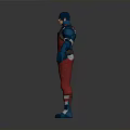 3D Superhero Action Figure With Red Blue Costume And Helmet Design