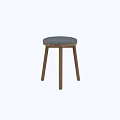 Modern Wooden Stool Featuring Gray Padded Seat And Sturdy Four Legs Design