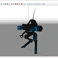 Futuristic Robot With Mechanical Arms Legs Antenna And Blue Black Components