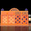 Commercial Equipment Orange Structure with Level 4 Spade and Spade Patterns Cubes Signs 3d model