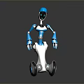 Blue Robot With Humanoid Design Mechanical Arms And Wheeled Base Modern Look