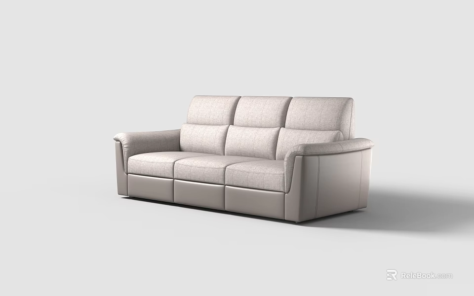 Modern Light Gray Fabric Sectional Sofa With Comfortable Seats And Stylish Design 3d model