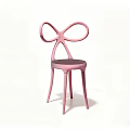 Pink Leisure Chair With Bow Shaped Backrest And Dark Slim Legs Design