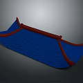 Traditional Chinese Architecture Roof Design Featuring Blue Tiles And Red Curved Edges