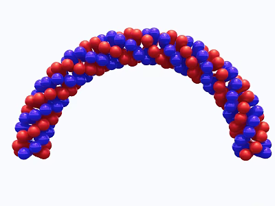 Archway Constructed with Red and Blue Spheres in Curved Spherical Design 3d model