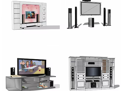 Modern TV Stand With TV Speakers Storage Shelves And Sleek Design 3d model
