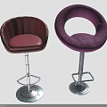 Stylish Red and Purple Bar Stools With Metal Base Adjustable Design 3d model