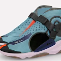 Light Blue High Top Shoes With Perforated Black Straps Orange Purple Accents And Pink White Soles