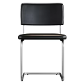 Modern Leisure Chairs Black And Brown Leather Upholstered With Metal Frame Minimalist Design For Living Space