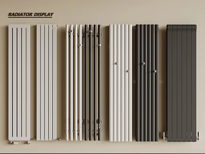 Modern Radiator Display With Various Designs Different Colors And Contemporary Styles 3d model