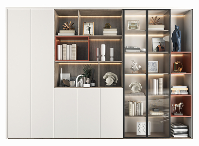 Modern Bookcase Decoration Bookcase Side Cabinet 3d model