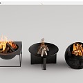 Outdoor Fireplace Stove Encircled Stove Firepot Bonfire Combination 3d model