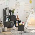 Plush Toys In Kids Room With Storage And Teepee Tent