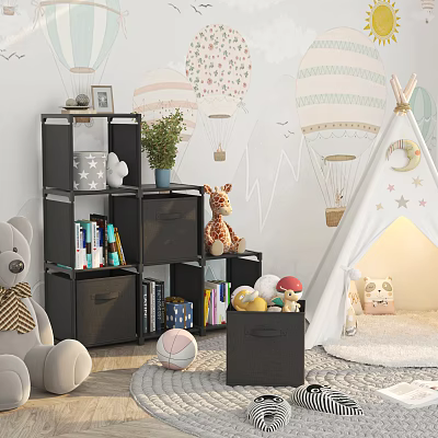 Plush Toys In Kids Room With Storage And Teepee Tent 3d model