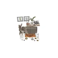 Elegant Home Decorative Ornament Set with Dried Pampas Grass Vases Table Lamp Candles and Books
