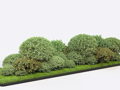 Roadside Facilities Featuring Neatly Trimmed Shrubs And Green Lawn Landscape 3d model