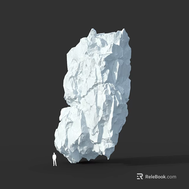 Giant White Rock With Rough Surface And Small Human Figure For Scale Comparison 3d model 