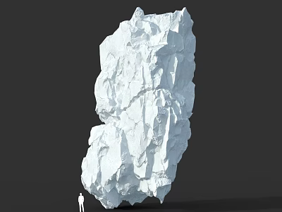 Giant White Rock With Rough Surface And Small Human Figure For Scale Comparison 3d model