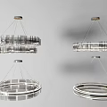 Modern Hanging Multi Layer Circular Chandeliers with Metal Frame and Transparent Elements 3d model