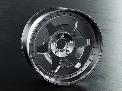 Stylish Metallic Wheel Rim Featuring Star Shaped Spokes And Shiny Surface 3d model