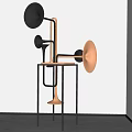Modern Art Installation With Metal Structure And Horn Shaped Components In Black Copper Beige