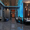 Luxurious SPA Sauna Interior Design With Marble Walls Wooden Ceiling And Relaxation Seating