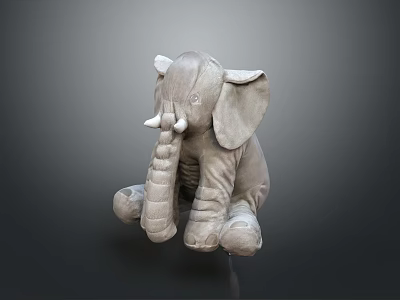 Gray Stuffed Elephant Plush Toy in Sitting Position with Soft Material 3d model