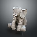 Gray Stuffed Elephant Plush Toy in Sitting Position with Soft Material