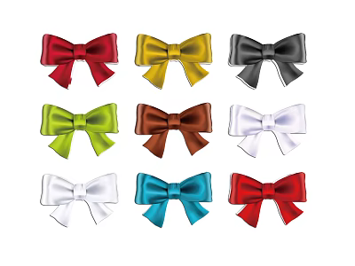 Colorful Bow Ornaments In Multiple Colors For Decorative And Craft Uses 3d model