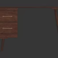 Modern Minimalist Wooden Desk With Two Drawers Metal Handles And Slim Legs