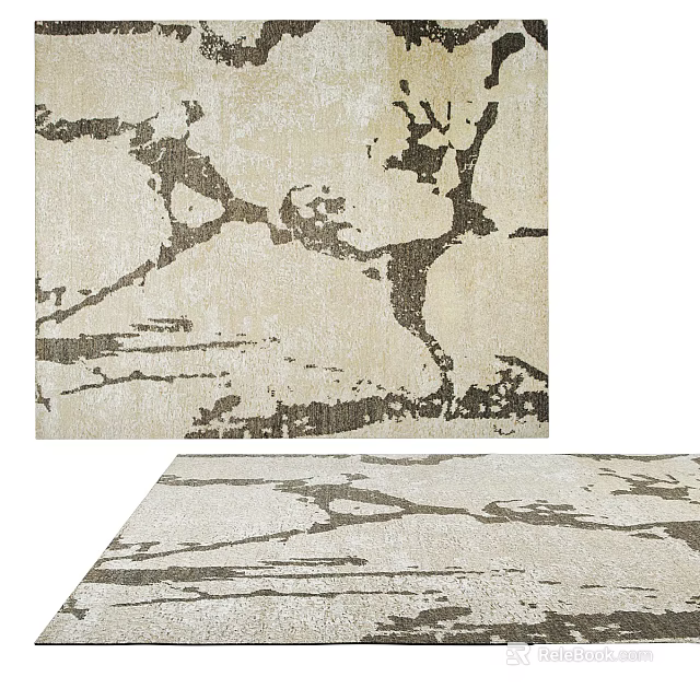 Modern Square Area Rug With Natural Marble Pattern Beige Dark Gray Design 3d model