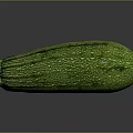 Fresh Green Zucchini Vegetable With Striped Skin On Dark Reflective Surface