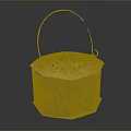 Traditional Octagonal Storage Container With Carved Hollow Design And Handle