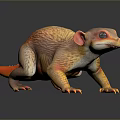 Orange Yellow Mythical Creature 3D Render With Sharp Claws And Pointed Nose