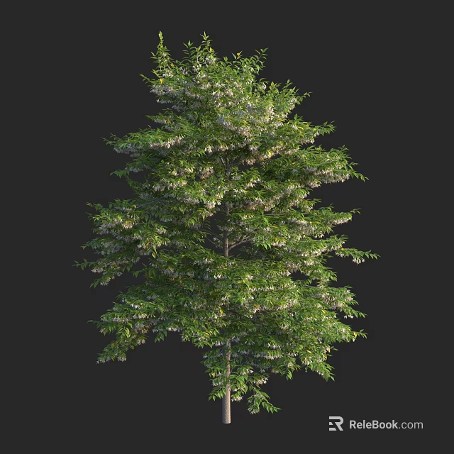 Lush Green Arbor with White Blossoms and Dense Foliage on Dark Background 3d model 