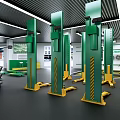 4S Dealership Modern Service Workshop With Green Car Lifts And Equipment