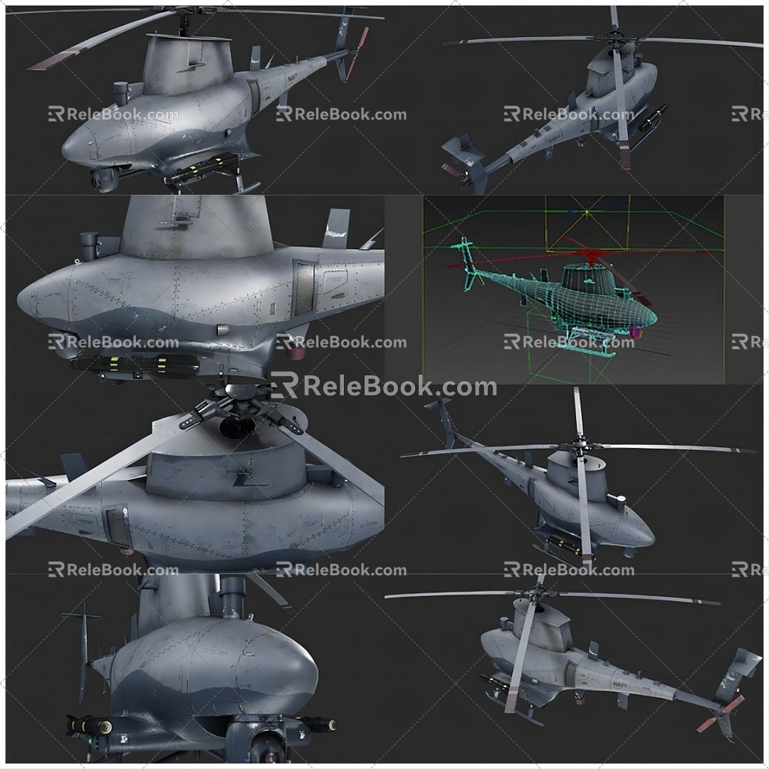 Marine Corps MQ8B Fire Scout UAV Unmanned Helicopter Check and Play Integrated MQ8B 3d model