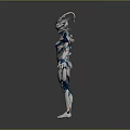 Futuristic Sci Fi Female Game Character With Blue White Armor And Mechanical Design