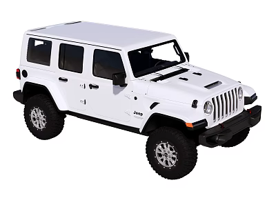 White Jeep SUV With Off Road Design Large Tires And Front Grille 3d model