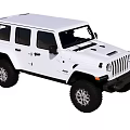 White Jeep SUV With Off Road Design Large Tires And Front Grille