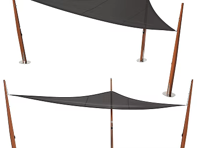 Black Outdoor Sail Shade with Wooden Posts Garden Accessory for Shade 3d model