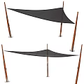 Black Outdoor Sail Shade with Wooden Posts Garden Accessory for Shade