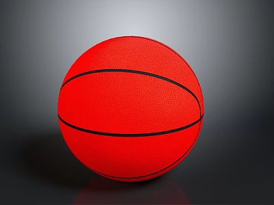 Red Basketball With Black Lines And Smooth Leather Texture For Daily Use 3d model
