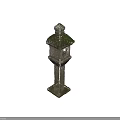 Traditional Stone Outdoor Light With Moss Covered Top And Pedestal Base Small Window Design