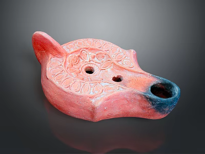 Decorative Ceramic Animal Head Shaped Electrical Aroma Diffuser With Carved Patterns And Holes 3d model
