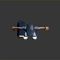3D Animated Man in Blue Outfit Backpack Shorts Sneakers Standing on Gray Background