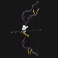 Ornate Bow With Purple Gold Accents Skull Emblem And Arrow With Purple Tip