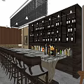Modern Bar Interior With Stylish Counter Wine Racks Stools And Pendant Lights