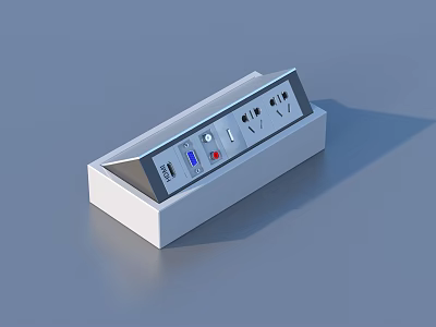 White Modern Power Strip With Multiple Outlets Switches And Indicator Lights 3d model