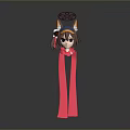 Stylized Anime Game Character With Fox Ear Hat Brown Hair And Red Scarf